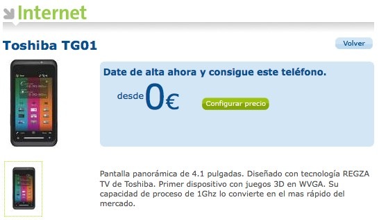Toshiba TG01 en movistar
