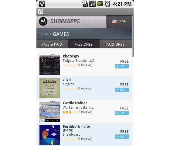 Motorola SHOP4APPS Android