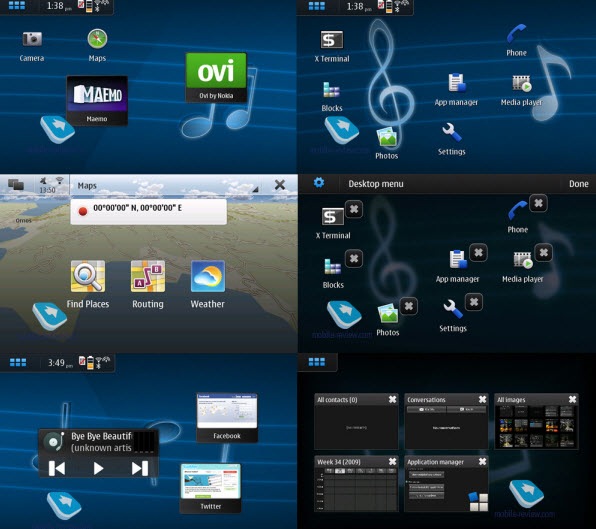 interfaz de usuario del Nokia N900 en vivo