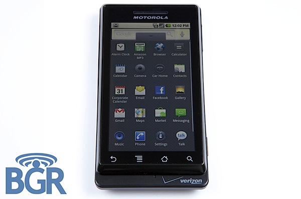 Vista frontal del Motorola Droid