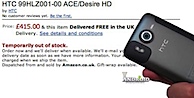 HTC Desire HD listado en Amazon