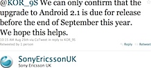 Sony Ericsson Xperia X10 actualización Android 2.1