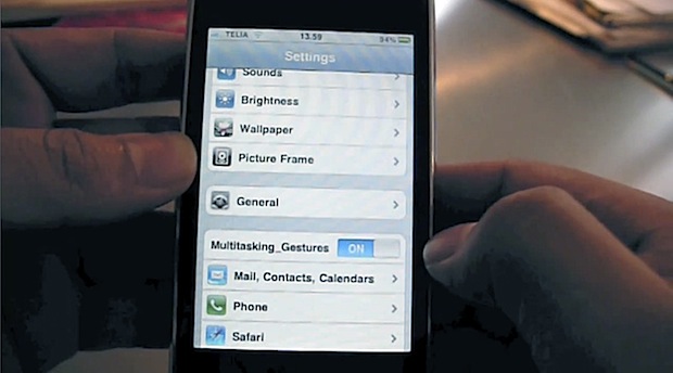 Gesticulación multitarea del iPhone demostrada en video