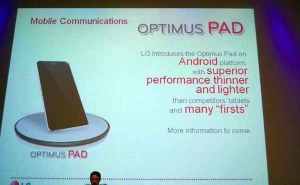 LG presentará su tablet con Android Honeycomb en la CES 2011
