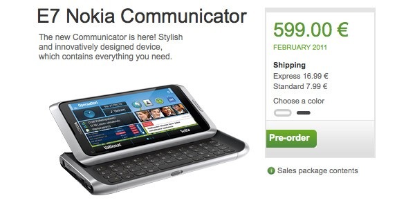 Nokia E7 aparece listo para reservar en Finlandia