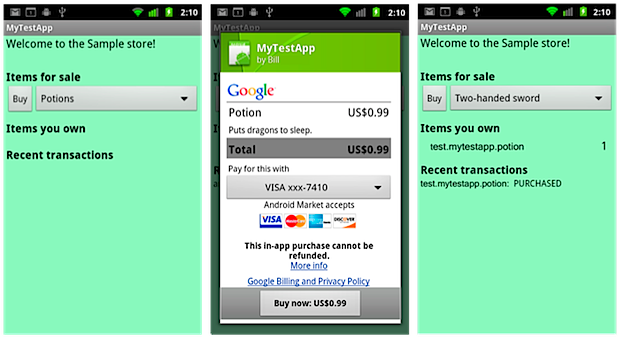 Android soportará pagos dentro de aplicaciones