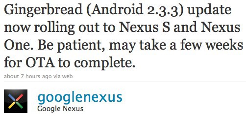 Nexus S y Nexus One reciben Android 2.3.3 Gingerbread