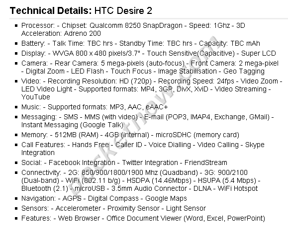htc desire 2 specs htc desire 2 specs