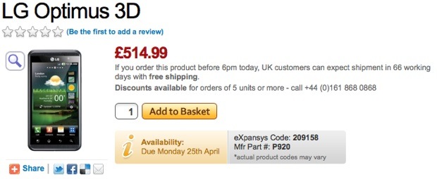 Precio y disponibilidad del LG Optimus 3D