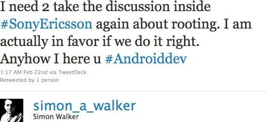 Jefe de desarrollo de Sony Ericsson a favor del root en Android