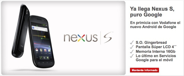 Vodafone España confirma al Nexus S y al tablet Samsung Galaxy Tab 10.1