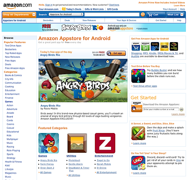 Tienda de aplicaciones de Amazon debuta con 3800 apps; Angry Birds Rio disponible