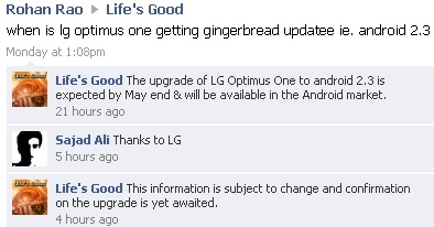 LG Optimus One P500 Android 2.3 Gingerbread update Mayo LG Optimus One P500 Android 2.3 Gingerbread update Mayo