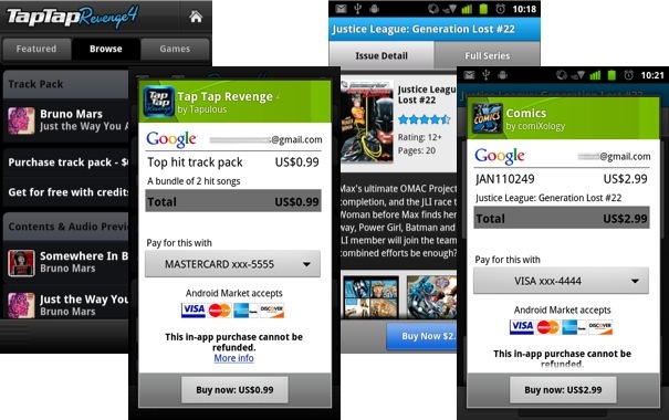 Compras dentro de aplicaciones lanzado en Android Market