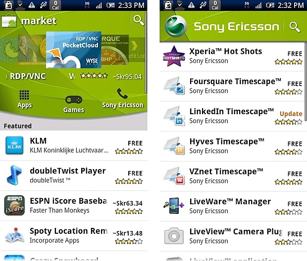 Sony Ericsson abre su propio canal de aplicaciones en Android Market