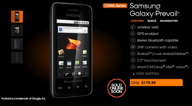 Samsung Galaxy Prevail para Boost Mobile es oficial