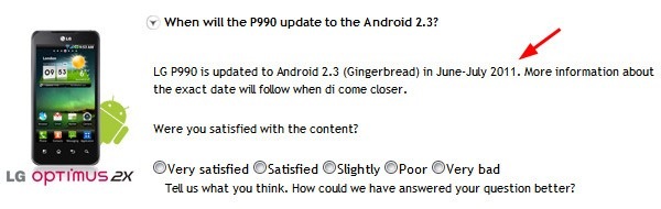 LG Optimus 2X podría tener actualización a Gingerbread en Junio o Julio