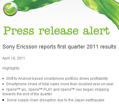 Sony Ericsson duplica ventas de smartphones gracias a Android