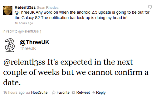Actualización Samsung Galaxy S a Android 2.3 Gingerbread muy pronto