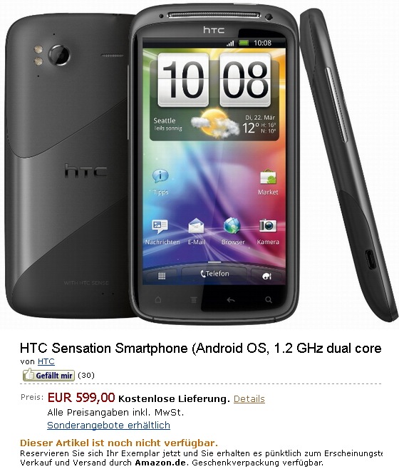 HTC Sensation ya tiene precio en Alemania: 599 euros