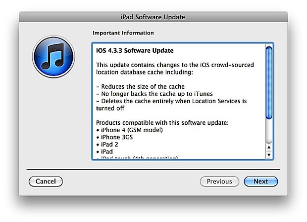 Apple lanza iOS 4.3.3 para corregir el bug de localización