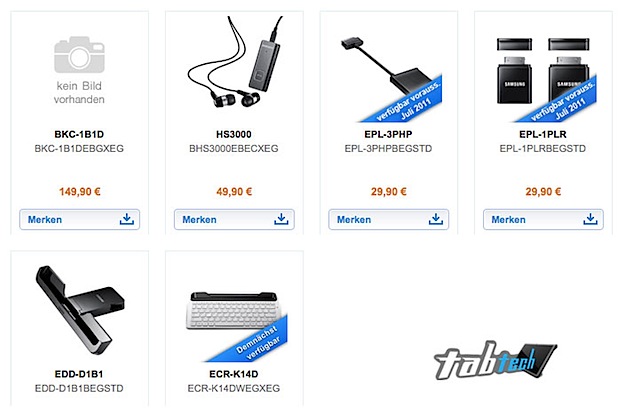 Accesorios para el Samsung Galaxy Tab 10.1 aparecen en Europa