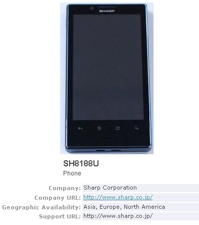 Sharp SH8188U Europa Android 2.2 Froyo Sharp SH8188U Europa Android 2.2 Froyo