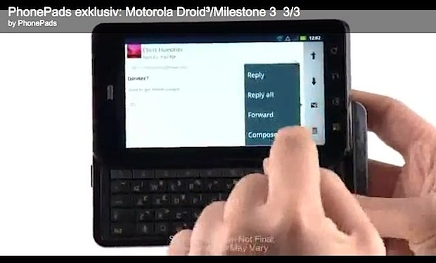 Motorola Milestone 3 filtrado en video tutoriales