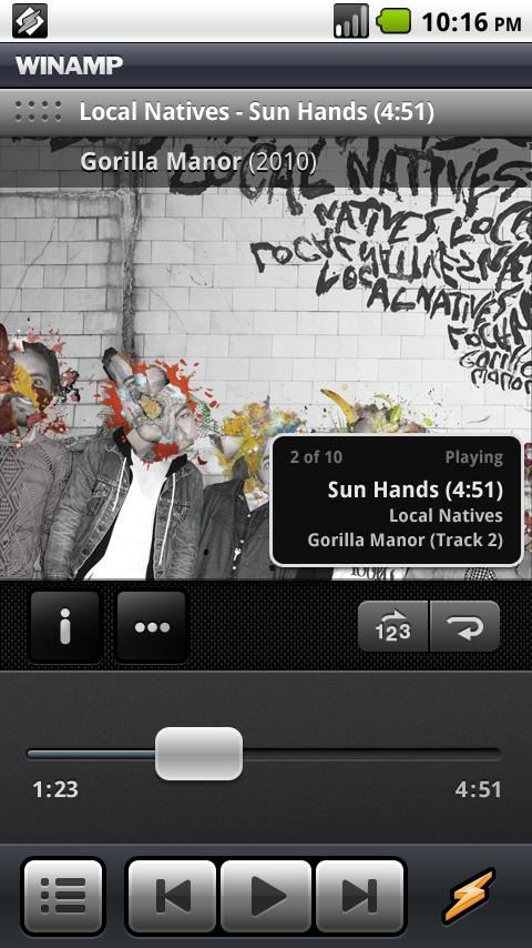 Winamp para Android actualizado a versión 1.1