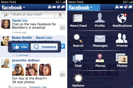 Facebook 2.0 para BlackBerry y PlayBook disponibles
