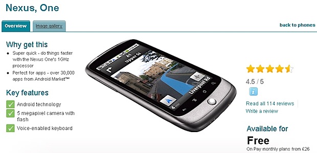 Vodafone UK actualiza el Google Nexus One a Android 2.3.4 Gingerbread