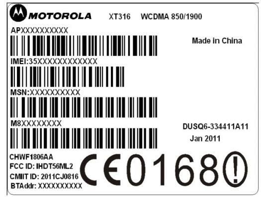 Motorola XT316 en la FCC