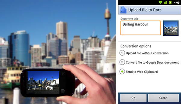 Google Docs para Android actualizado con web clipboard, 46 lenguajes