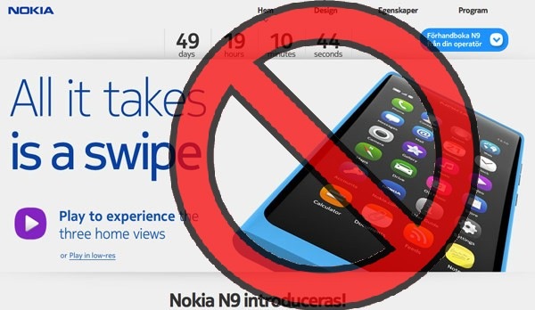Cuenta regresiva para el lanzamiento del Nokia N9 removida del sitio