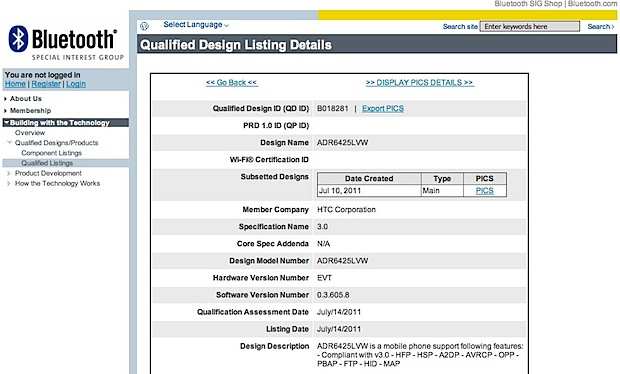 HTC Vigor obtiene certificación Bluetooth