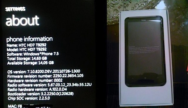 Windows Phone Tango aparece en un HTC HD7