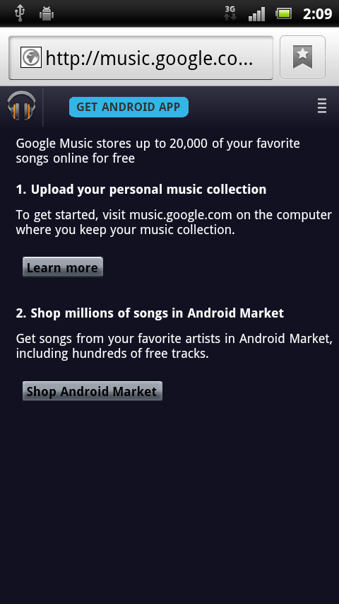 Evidencia de tienda de música de Google encontrada en Android Market