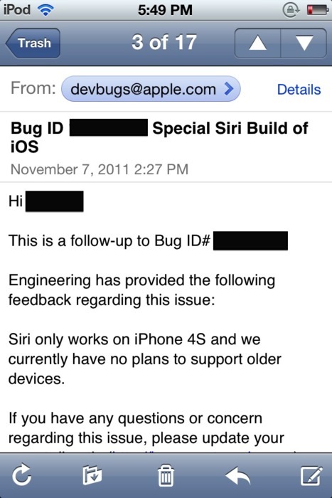 Apple no tendría intenciones de llevar Siri al iPhone 4