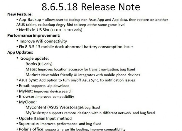 Asus transformer update Asus transformer update