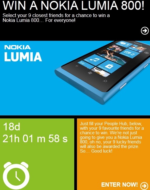 Nokia regala smartphones Lumia 800 en concurso de Facebook