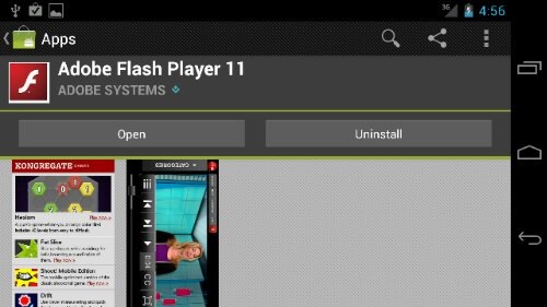 Adobe Flash Player actualizado para Ice Cream Sandwich