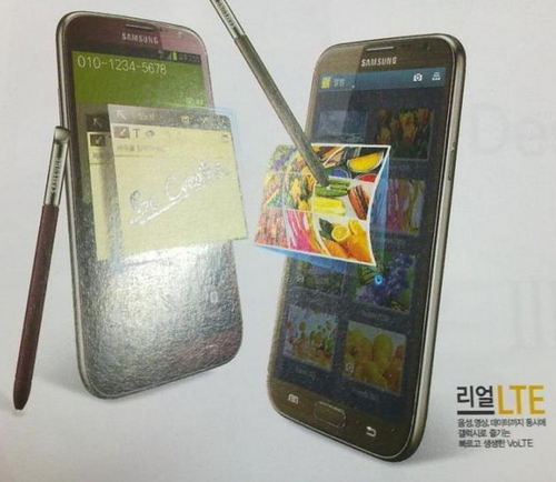 Samsung Galaxy Note II aparece en rojo y marrón