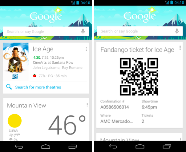 Google Now Fandango