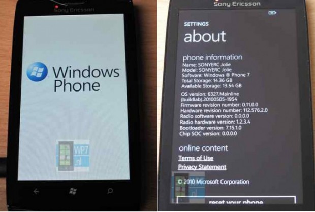 Prototipo Julie WP7 Sony Ericsson