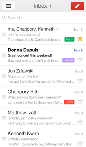 Gmail para iOS actualizado con swipe entre mensajes