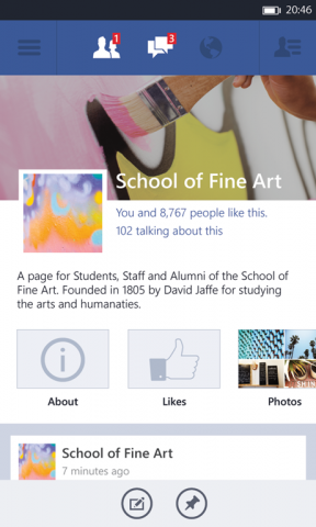 Facebook beta Windows Phone