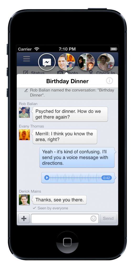 Facebook para iOS actualizado con burbujas de chat, adhesivos y más