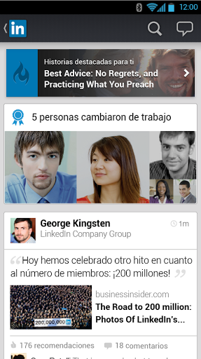 LinkedIn actualizado iPhone y Android