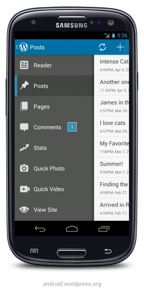 menu wordpress android