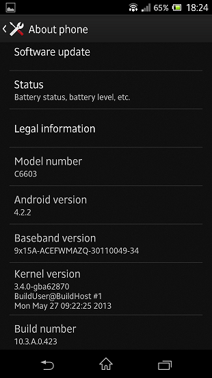 Xperia Z Android 4.2.2